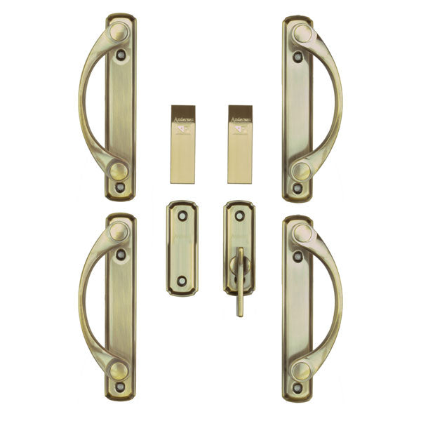 Andersen Newbury 4-Panel Gliding Door Hardware Set in Antique Brass
