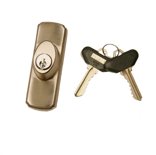 Andersen Newbury Style - Exterior Keyed Lock with Keys (Left Hand) in Antique Brass | WindowParts.com.