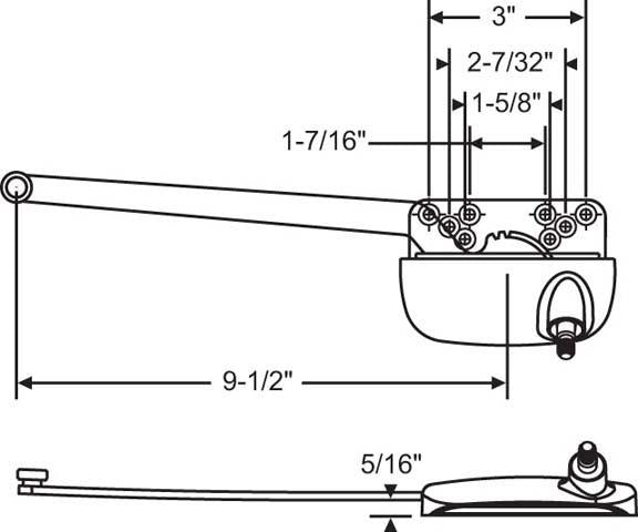 Truth Hardware "Ellipse" Single Arm 9-1/2" Operator with Stainless Steel Roller (Left Hand) - Bronze | WindowParts.com