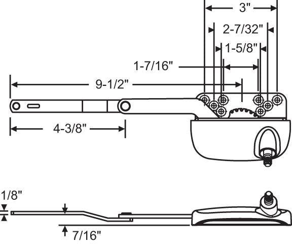 Truth Hardware "Ellipse" Split Arm Dyad Casement Operator (Right Hand)