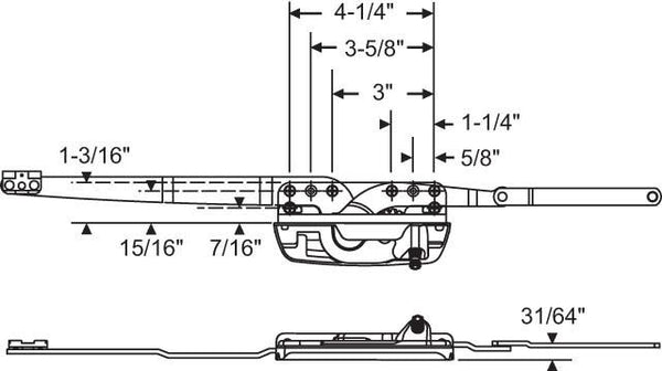 Truth Hardware "Encore" Low Profile Dual Arm Casement Operator (Left Hand)