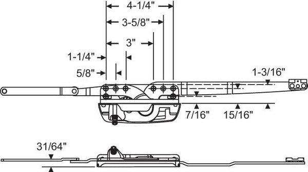 Truth Hardware "Encore" Low Profile Dual Arm Casement Operator (Right Hand)