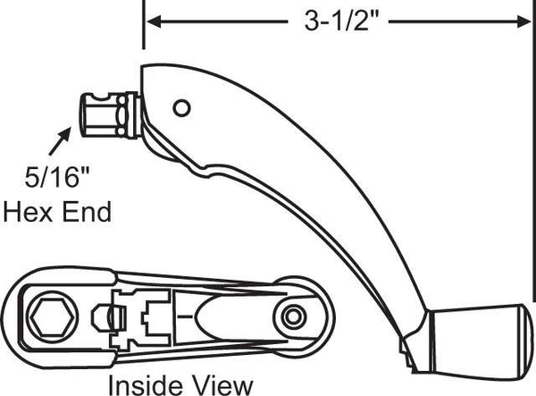 Roto "G2" Folding Crank Handle - Almond