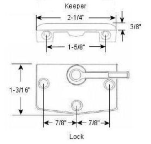 Pella Designer Sash Lock and Keeper with 3 Holes (1995-2004)