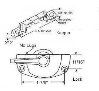 Pella Proline Sash Lock and Keeper No Lugs 1991-Present