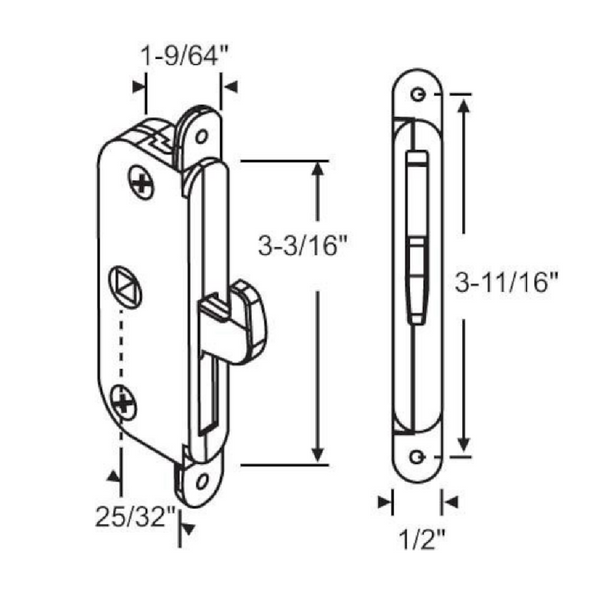 Roto Sliding Patio Door Single-Point Mortise Latch