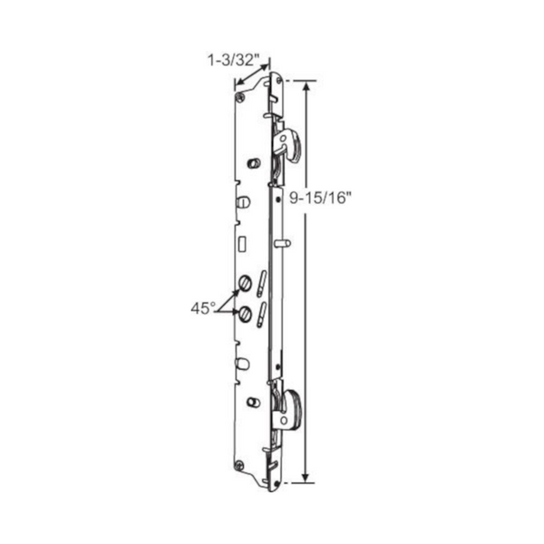 Truth Hardware "Gemini" Sliding Patio Door Mortise Latch - Two-Point