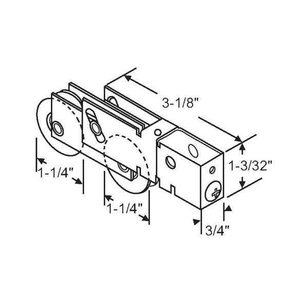 Sliding Patio Door Tandem Roller - 1-1/4"