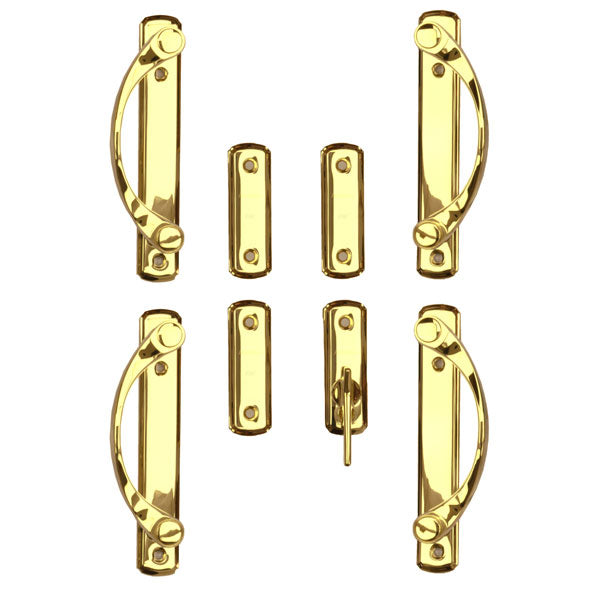 Andersen Newbury 4-Panel Gliding Door Hardware Set in Bright Brass