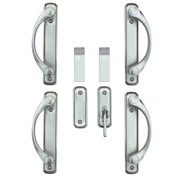 Andersen Newbury 4-Panel Gliding Door Hardware Set in Satin Nickel 