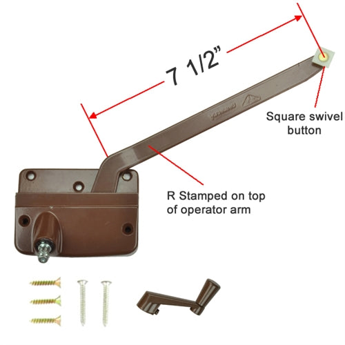 Andersen #7073A Operator (Right Hand) with 7-1/2" Arm Length in Bronze Color (1960 to 1974) | WindowParts.com.