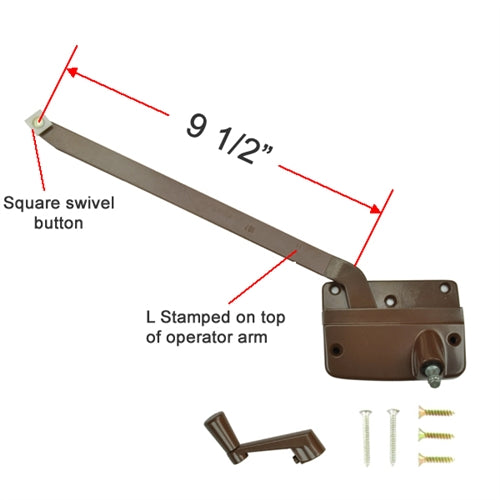 Andersen #7073B Operator (Left Hand) with 9-1/2" Arm Length in Bronze Color (1960 to 1974) | WindowParts.com.