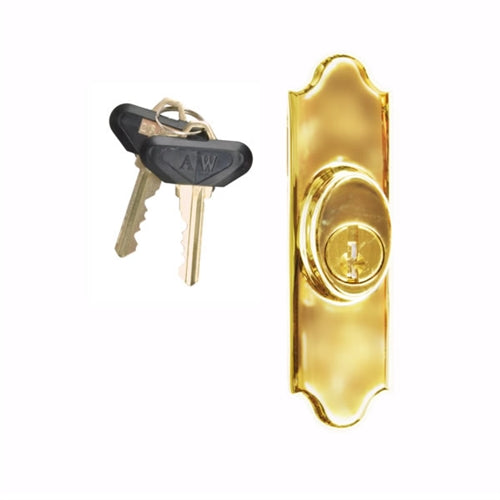 Andersen Covington Style - Exterior Keyed Lock with Keys (Left Hand) in Bright Brass | WindowParts.com.