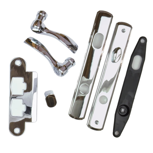Andersen Newbury Style (Single Active) Hinged Patio Door Hardware Set in Polished Chrome | WindowParts.com.