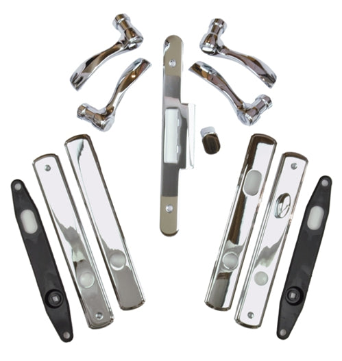 Andersen Newbury Style (Double Active) Hinged Door Hardware Set in Polished Chrome | WindowParts.com.