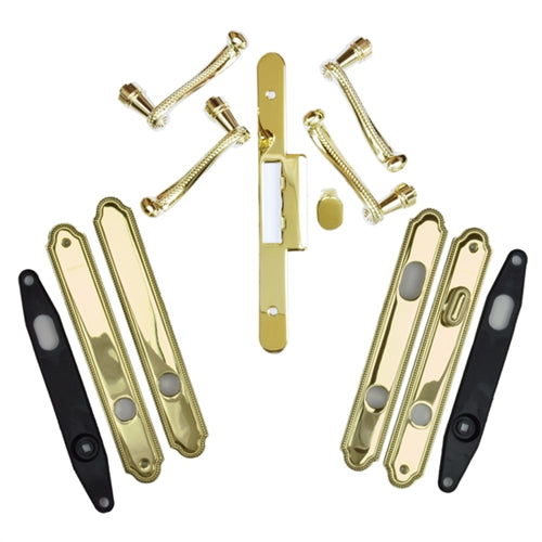 Andersen Whitmore Style (Double Active) Hinged Door Hardware Set in Bright Brass | WindowParts.com.