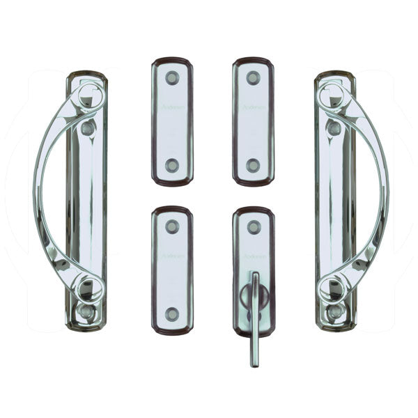 Andersen Newbury 4-Panel Gliding Door Interior Hardware Set in Chrome (Half-Kit)