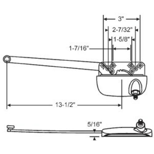 Brixwell Single Arm Casement Operator White Truth Left Hand Rear mount Stainless Steel Roller 9-1/2in Arm Length 36-444-3 Brixwell Single Arm Casement Operator White Truth Left Hand Rear mount Stainless Steel Roller 9-1/2in Arm Length 36-444-3
